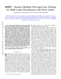 DOST -- Domain Obedient Self-supervised Training for Multi Label
  Classification with Noisy Labels