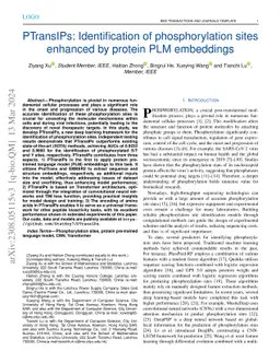 PTransIPs: Identification of phosphorylation sites enhanced by protein
  PLM embeddings