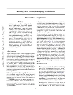 Decoding Layer Saliency in Language Transformers