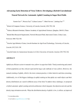 Developing a Hybrid Convolutional Neural Network for Automatic Aphid Counting in Sugar Beet Fields