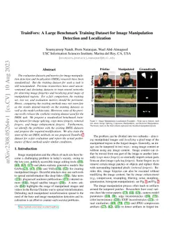TrainFors: A Large Benchmark Training Dataset for Image Manipulation
  Detection and Localization