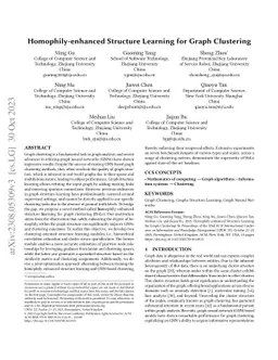 Homophily-enhanced Structure Learning for Graph Clustering