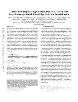 WeaverBird: Empowering Financial Decision-Making with Large Language
  Model, Knowledge Base, and Search Engine