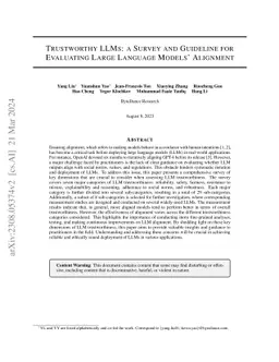 Trustworthy LLMs: a Survey and Guideline for Evaluating Large Language
  Models' Alignment