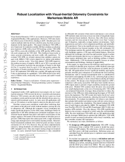 Robust Localization with Visual-Inertial Odometry Constraints for
  Markerless Mobile AR