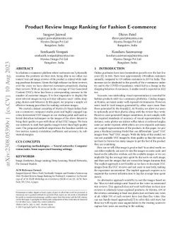 Product Review Image Ranking for Fashion E-commerce