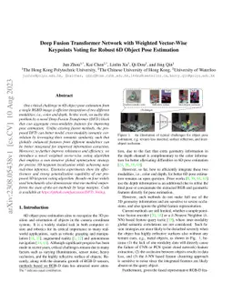 Deep Fusion Transformer Network with Weighted Vector-Wise Keypoints
  Voting for Robust 6D Object Pose Estimation