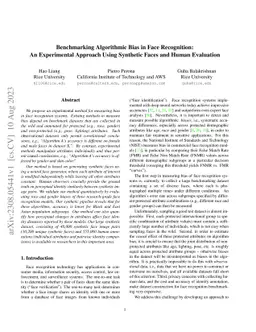 Benchmarking Algorithmic Bias in Face Recognition: An Experimental
  Approach Using Synthetic Faces and Human Evaluation
