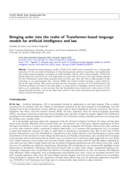 Bringing order into the realm of Transformer-based language models for
  artificial intelligence and law
