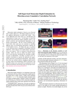 Self-Supervised Monocular Depth Estimation by Direction-aware Cumulative
  Convolution Network