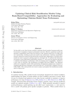 Updating Clinical Risk Stratification Models Using Rank-Based
  Compatibility: Approaches for Evaluating and Optimizing Clinician-Model Team
  Performance