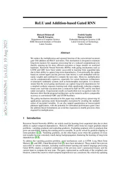 ReLU and Addition-based Gated RNN