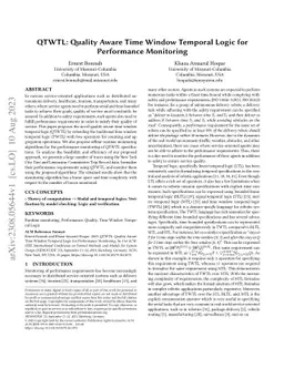 QTWTL: Quality Aware Time Window Temporal Logic for Performance
  Monitoring