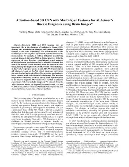 Attention-based 3D CNN with Multi-layer Features for Alzheimer's Disease
  Diagnosis using Brain Images