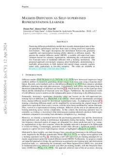Masked Diffusion as Self-supervised Representation Learner