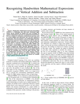Recognizing Handwritten Mathematical Expressions of Vertical Addition
  and Subtraction