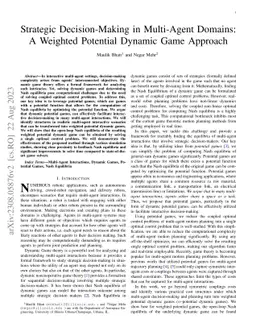 Strategic Decision-Making in Multi-Agent Domains: A Weighted Constrained Potential Dynamic Game Approach