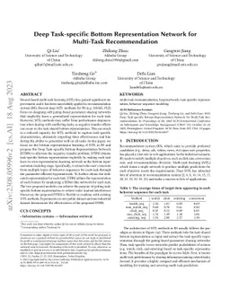 Deep Task-specific Bottom Representation Network for Multi-Task
  Recommendation