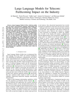 Large Language Models for Telecom: Forthcoming Impact on the Industry