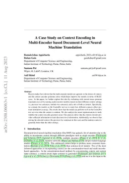 A Case Study on Context Encoding in Multi-Encoder based Document-Level
  Neural Machine Translation