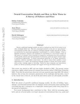 Neural Conversation Models and How to Rein Them in: A Survey of Failures
  and Fixes