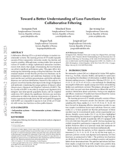 Toward a Better Understanding of Loss Functions for Collaborative
  Filtering