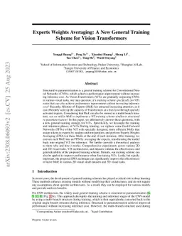 Experts Weights Averaging: A New General Training Scheme for Vision
  Transformers