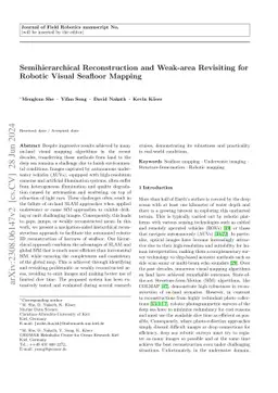Semihierarchical Reconstruction and Weak-area Revisiting for Robotic
  Visual Seafloor Mapping