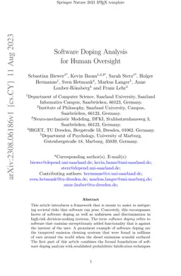 Software Doping Analysis for Human Oversight