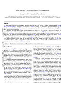Noise-Resilient Designs for Optical Neural Networks
