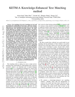 KETM:A Knowledge-Enhanced Text Matching method