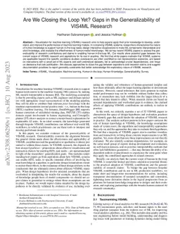 Are We Closing the Loop Yet? Gaps in the Generalizability of VIS4ML
  Research