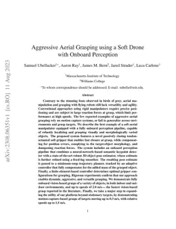 Aggressive Aerial Grasping using a Soft Drone with Onboard Perception