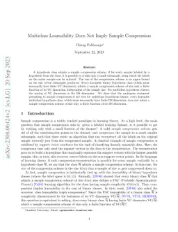 Multiclass Learnability Does Not Imply Sample Compression