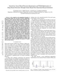 Sensitivity-Aware Mixed-Precision Quantization and Width Optimization of
  Deep Neural Networks Through Cluster-Based Tree-Structured Parzen Estimation
