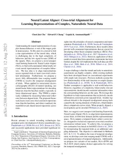 Neural Latent Aligner: Cross-trial Alignment for Learning
  Representations of Complex, Naturalistic Neural Data
