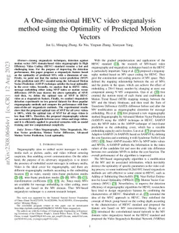 A One-dimensional HEVC video steganalysis method using the Optimality of
  Predicted Motion Vectors