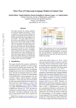 Three Ways of Using Large Language Models to Evaluate Chat