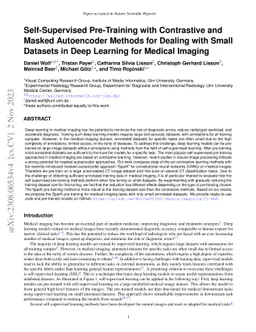 Self-Supervised Pre-Training with Contrastive and Masked Autoencoder
  Methods for Dealing with Small Datasets in Deep Learning for Medical Imaging