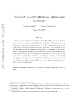 "Zero Cost'' Majority Attacks on Permissionless Blockchains