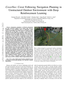 CoverNav: Cover Following Navigation Planning in Unstructured Outdoor
  Environment with Deep Reinforcement Learning