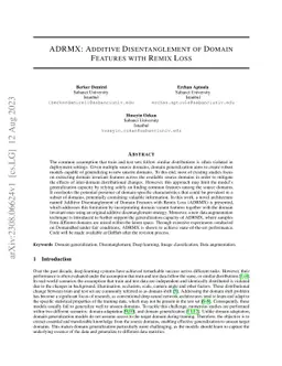 ADRMX: Additive Disentanglement of Domain Features with Remix Loss