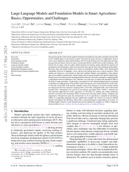 Large Language Models and Foundation Models in Smart Agriculture:
  Basics, Opportunities, and Challenges
