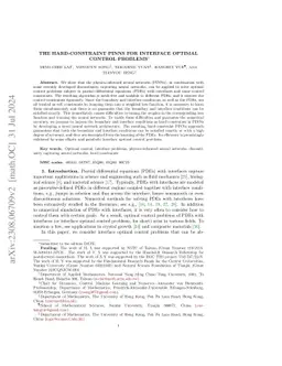 The Hard-Constraint PINNs for Interface Optimal Control Problems