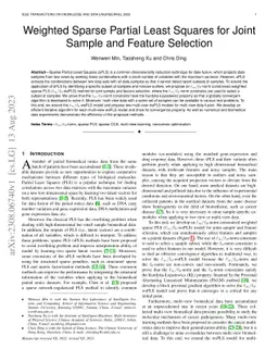 Weighted Sparse Partial Least Squares for Joint Sample and Feature
  Selection