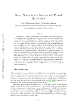 Neural Networks at a Fraction with Pruned Quaternions