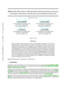 BiHeartS: Bilateral Heart Rate from multiple devices and body positions
  for Sleep measurement Dataset