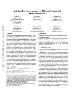 AutoSeqRec: Autoencoder for Efficient Sequential Recommendation