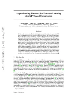 Approximating Human-Like Few-shot Learning with GPT-based Compression