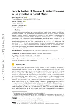 Security Analysis of Filecoin's Expected Consensus in the Byzantine vs
  Honest Model